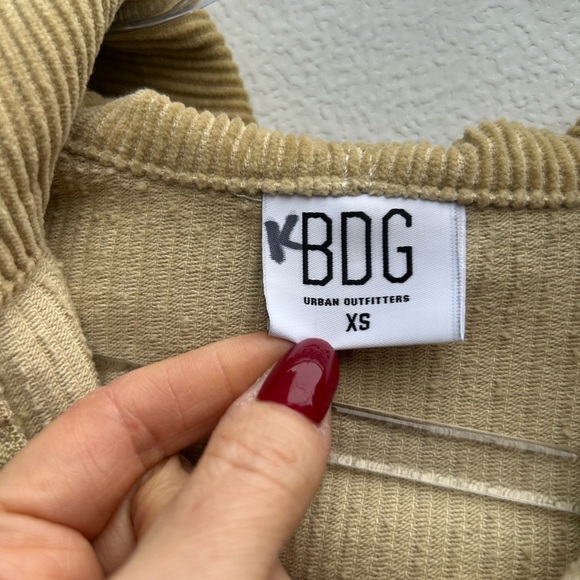 Urban Outfitters BDG Corduroy Jacket Pockets Hoodie Cropped Oversized Tan Sz XS - Picture 4 of 10